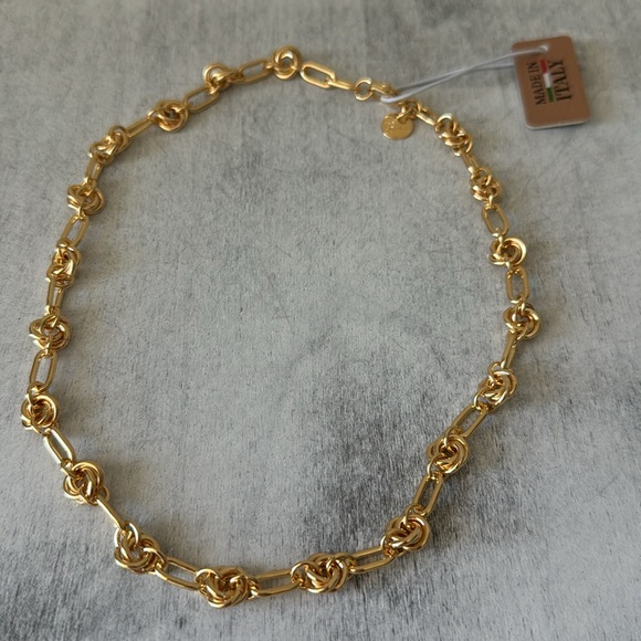 Mia Fiore Dyadema Gold Plated Brass Chain Knot Necklace Italy 16